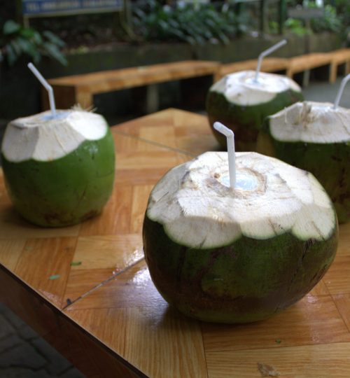 Čerstvý mladý kokosy z lednice